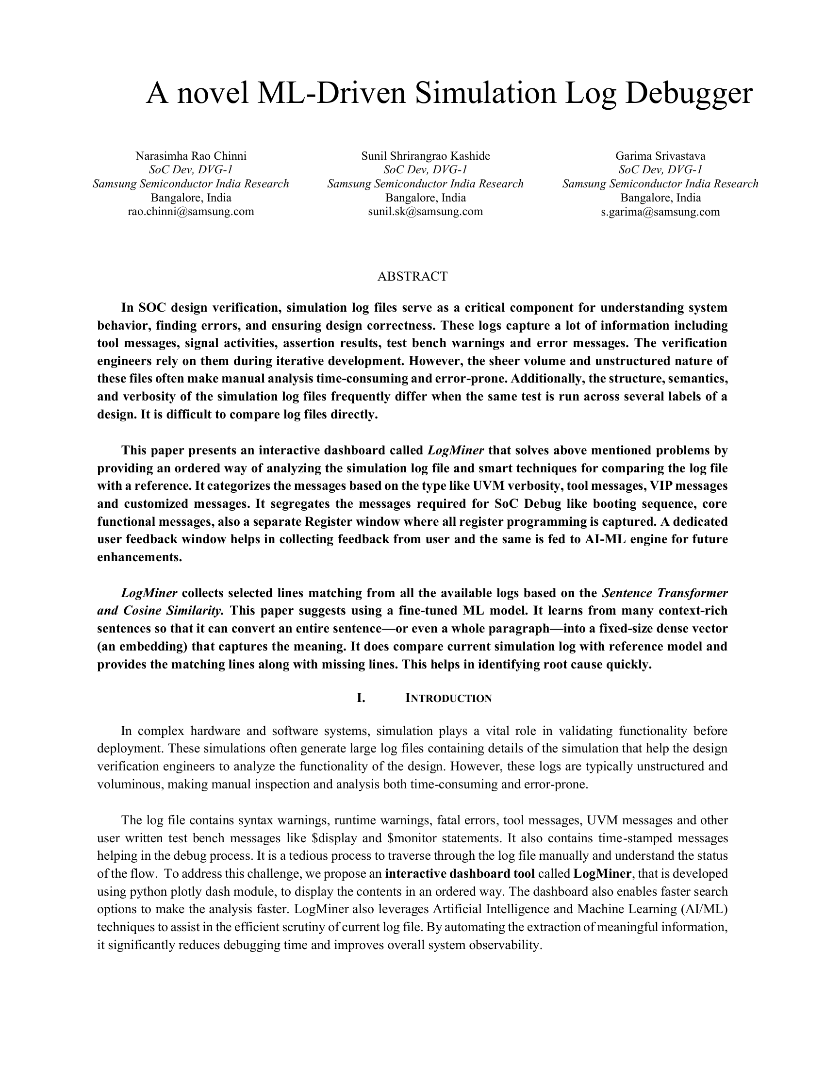 A novel ML-Driven Simulation Log Debugger