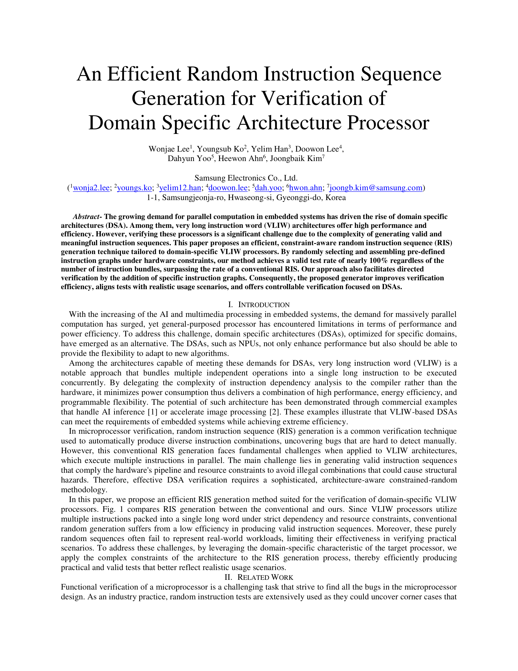 An Efficient Random Instruction Sequence